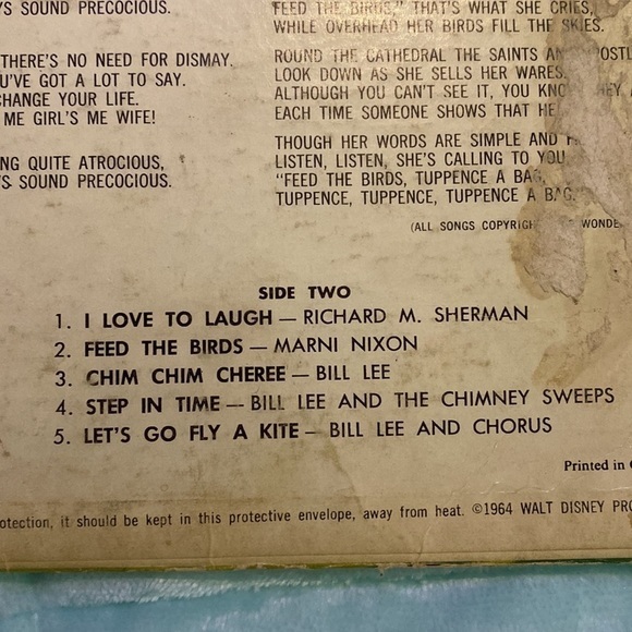 Rare Vintage Walt Disney Mary Poppins LP Long Play33 1/2​​ - Picture 16 of 16